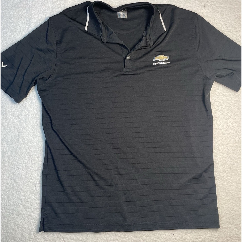 Nike Dri-FIT Chevrolet Polo Shirt Mens XL Black Short Sleeve Golf Performance